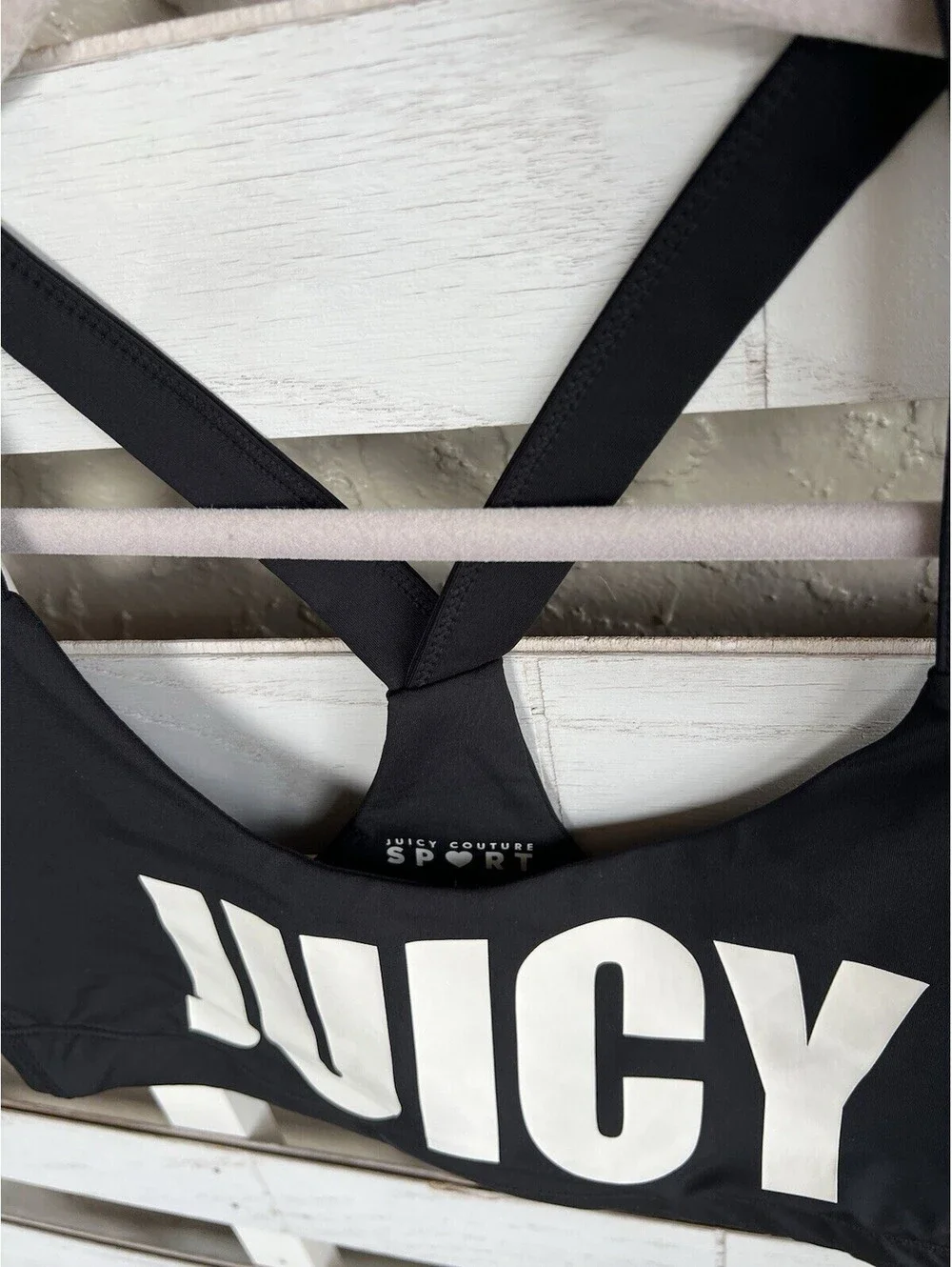 Black Juicy Couture Sport Sports Bra Racerback NWT Womens L.